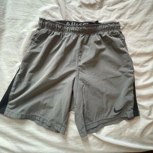 Nike Men's Gray and Black Athletic Shorts